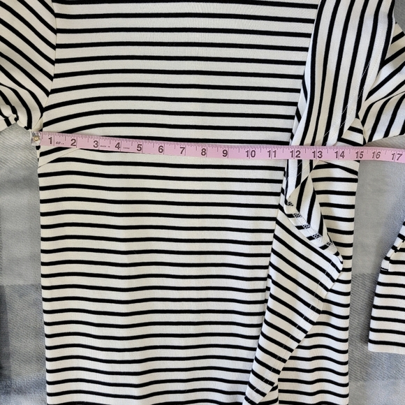 NWT English Factory Black White Striped Long Sleeve Knit Mini Dress Ruffle Small - Picture 9 of 10